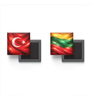 Buzdolap Magnetleri - Litvanya Bayrağı ve Türk Bayrağı - 2'li Set Magneti