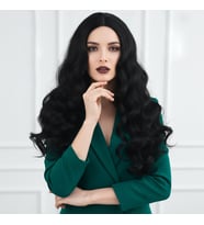 Dalgalı Perçemsiz Uzun Fiber Sen Peruk / Koyu Kestane