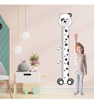 Panda Temalı Çocuk Boy Ölçer Sticker – Siyah Beyaz Minimal Duvar Dekoru