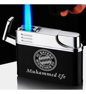Kişiye Özel İsimli Siyah Gazlı Tasarım Çakmak Logo Amblem Takım Baskılı (Model 1)