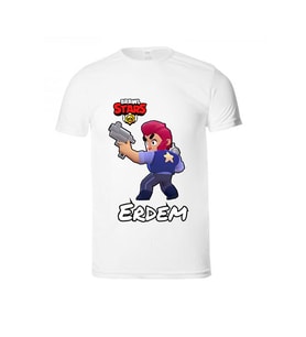 İsme Özel Brawl Stars Yazlık Çocuk Beyaz Tişört Kısa Kollu Unisex