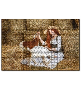 Cakapuzzle Samanlıktaki Genç Kız Oğlaklar Görseli  Puzzle Yapboz MDF (Ahşap) (120 Parça)