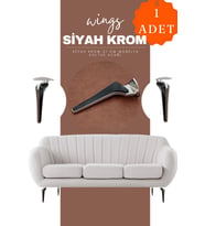 Wings Krom Siyah Mobilya Koltuk Ayağı Chester Komidin Tv Ünitesi Vestiyer Ayağı 21 Cm 1 Adet (Mat Siyah)