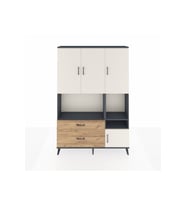 Arges Dolap 7 Raflı 2 Çekmeceli 4 Kapaklı 132x30x195 Antrasit-Aytaşı/Çam