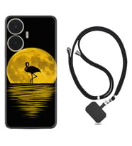 Realme C55 Kılıf Silikon Boyun Askılı İpli Desenli Silikon Ay ve Flamingo 1775