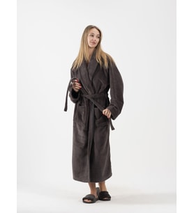 Kadife Şalyaka Bornoz Soft Unisex Antrasit