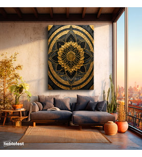 Dikey Kanvas Tablo Mandala Çiçek Soyut Tablo Ev Ofis Duvar Dekoru