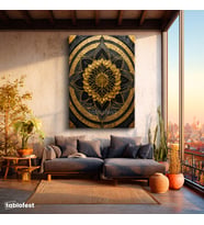 Dikey Kanvas Tablo Mandala Çiçek Soyut Tablo Ev Ofis Duvar Dekoru