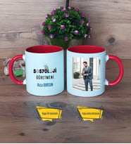 Sosyoloji Öğretmeni Kupa Bardak Kırmızı Fotoğraflı Öğretmenler Günü Hediyesi