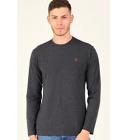 T8588 DEWBERRY BİSİKLET YAKA UZUN KOL T-SHIRT-ANTRASİT