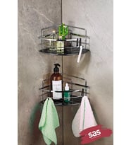 Haus Yapışkanlı Ömür Boyu Paslanmaz Kristal Ayarlanabilir Raf Banyo Düzenleyici Şampuanlık 2 ADET LK-01 K