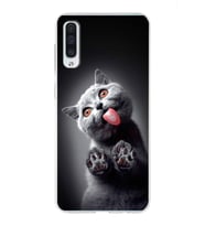 PrintiFy Samsung Galaxy A50S ile Uyumlu 1mm Slim Fit Kedi 2 050c Baskılı Şeffaf  Kılıf