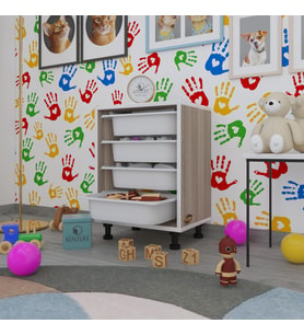 Kenzlife sepetli mutfak dolabı ruberu crd 062x45x30 banyo oyuncak çamaşır beyaz 4 lü sepet (Karışık)