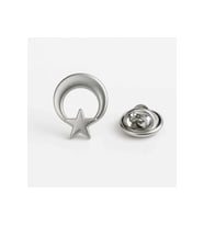 Ay Yıldız Gümüş Rozet 2 cm  Parlak Metal Türk Bayrağı Yaka Rozeti