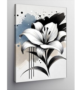 Kanvas Tablo Siyah Beyaz Zambak Çizimi