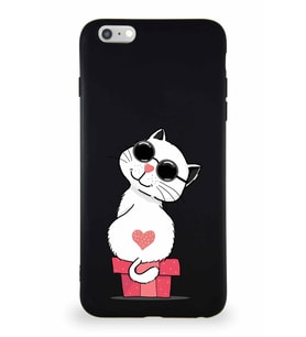 Apple iPhone 6 Plus Soft Premier Kapak Coolcat Tasarımlı Silikon Kılıf - Siyah (Şeffaf)