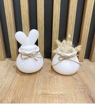 Dekoratif Tavşan Kulaklı Kapta Kokulu Mum Ve Dekoratif Mini Saksı Seti
