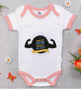 BK Kids Dayım Her Şeyi Halleder Tasarımlı Pembe Bebek Body Zıbın-1