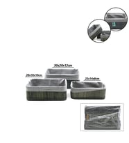 GRİ 3 BOY D.DÖRTGEN BAMBU KENAR ORGANİZER SEPET AHŞAP ALTLIK - BEZLİ 25X14-28X18-20X30CM (5680)