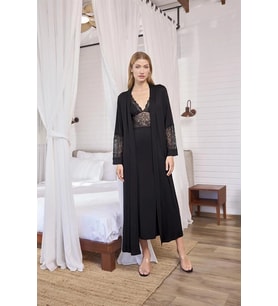 Arias Closet Göğüs ve Sırt Dekolteli Dantelli Sabahlık Takımı