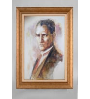 Altın Varaklı Çerçeveli Paspartulu Atatürk Tablo a312 (Gold)