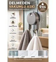 Vakumlu Havlu Bornoz Askısı 9 KG Çift Kancalı Delmeden Montaj