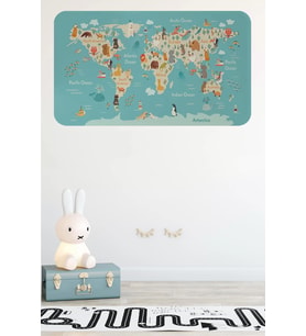 Eğitici Çocuk Odası Dünya Haritası Dünya Atlası Çocuk Ve Bebek Duvar Sticker-60x105-3770