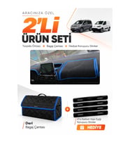 TOYOTA PROACE CITY (2020-2026) Uyumlu Torpido Örtüsü + Deri Bagaj Çantası + Sticker Seti - Siyah Mavi