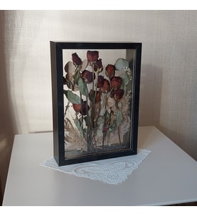 25x35 Cm Çift Yönlü Siyah Derin Gül Çerçevesi! Gelin Buketi Çerçevesi!