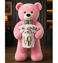 90cm Büyük Pembe Peluş Ayı 15'li Kırmızı Kalpli Mini Ayıcık Beyaz Gold Love Kutusu Sevgiliye Doğum Günü Anneler Günü Konsept Hediye