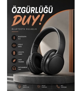 Kulak Üstü Bluetooth Kulaklık Ayarlanabiilir Uzun Pil Ömrü Kablosuz 5.0 Bluetooth