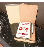 Sevgiliye En Güzel Hediye Ahşap Kutulu Defter Kalem Set 015