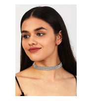 Kadın 6 Sıra Model Zirkon Taşlı Gümüş Pırlanta Düğün Nişan Gelin Abiye Tasma Gerdanlık Kolye Choker