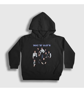 Presmono Unisex Çocuk Siyah Poster K-Pop Nct 127 Kapüşonlu Sweatshirt 275932tt