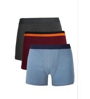 Erkek Penye 3'lü Boxer Füme-Bordo-İndigo