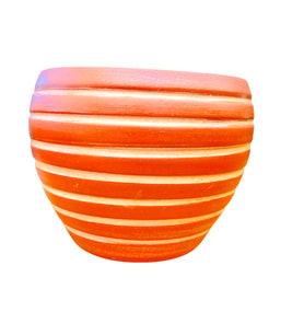 BİTKİ TASARIMI EV DEKORASYON YAN ÇİZGİ DESENLİ TERRAKOTA TOPRAK SAKSI SAKSILIK SALON ÇİÇEKLİK - 15 CM