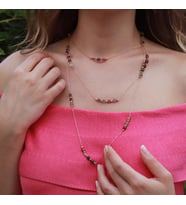Turmalin Taşlı Dolamalı Rose Gold Gümüş Kolye