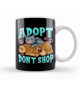Adopt Don t Shop Cat & Dog Kupa Bardak Porselen