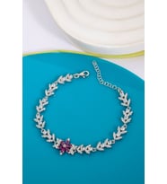 925 AYAR GÜMÜŞ LOTUS ZİRKON TAŞLI BİLEKLİK (Pembe-Fuşya)