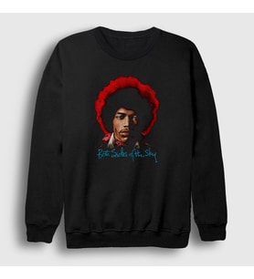 Presmono Unisex Siyah Both Side Of The Sky Jimi Hendrix Sweatshirt 302178tt