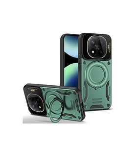 Note 14 4G Kılıf Joy Lens Standlı Kapak - Koyu Yeşil