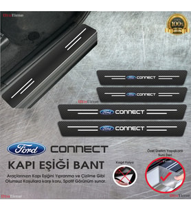 Ford Connect Logolu Karbon Kapı Eşiği Koruyucu Suni Deri 4'lü Set