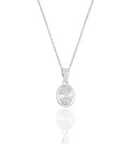 Söğütlü Silver Gümüş rodyumlu oval kesim zirkon taşlı kolye