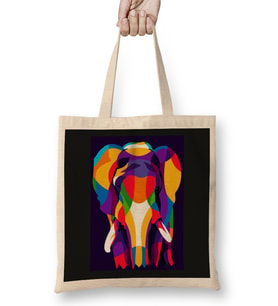Popart Animals Colorful Elephant ini Pop Art Bez Çanta Uzun Saplı