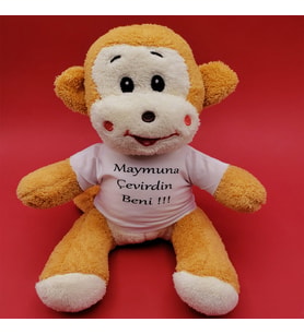 Maymuna Çevirdin Beni Temalı Peluş Maymun (Kahverengi)