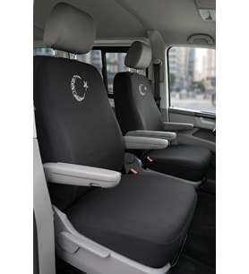 Volkswagen Transporter 4+1 - Siyah Penye Oto Koltuk Kılıfı - Ay Yıldız Baskılı