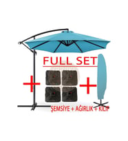 3 Mt 8 Kaburga Full Demir 21 Kg TURKUAZ Bahçe Şemsiyesi Full Set Havuz Şemsiyesi Büyük Şemsiye