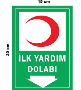 Metal İlk Yardım Dolabı 15 cm x 20 cm Uyarı Levhası Yönlendirme Tabelası