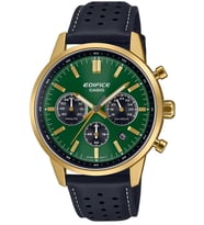 Casio Efr-575Cl-3A Analog Çelik Kasa Deri Kordon Takvimli Kronometreli Erkek Kol Saati (Altın)