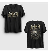 Presmono Unisex Siyah Skull V2 Slayer Sırt Baskılı T-Shirt 517850tt